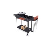 Мангал на колесах и с полками (3 мм, подказанник с кольцами)