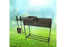 Мангал складной без крышки (в комплекте кочерга, совок, подставка под казан, дровница, бок.решет)