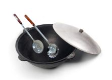 Набор подарочный: Казан узбекский 12 л (круглое дно) с алюминиевой крышкой, с шумовкой, половником и специями, отгружается в коробке